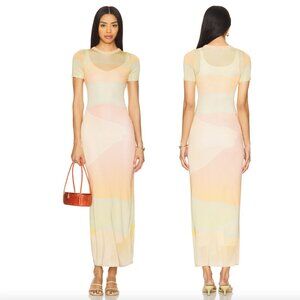 NEW Auteur Studio Vera Maxi Dress Seawindow Print Pastel Green Tee Shirt Dress